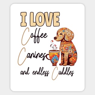 I Love Coffee Canines and Cuddles Poodle Owner Funny Sticker